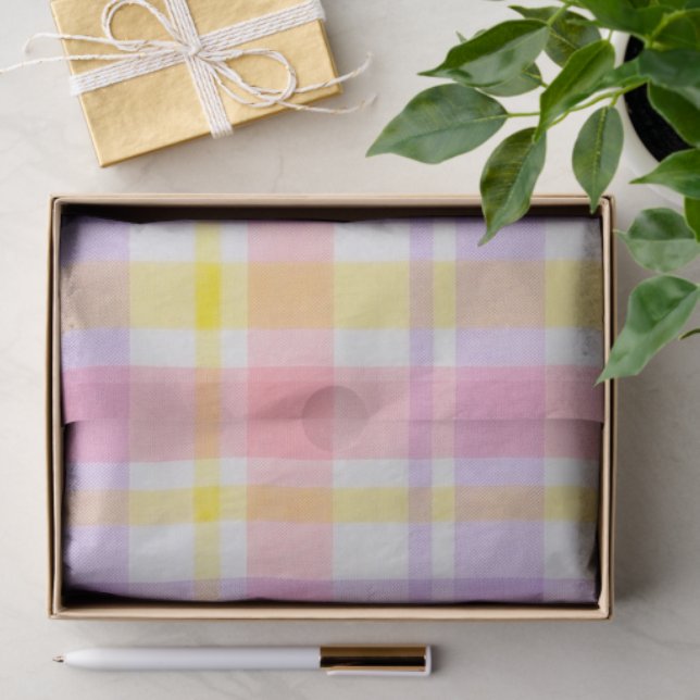 Frühlingsrosa Lavendel-Karopapier  Seidenpapier (Geschenk)