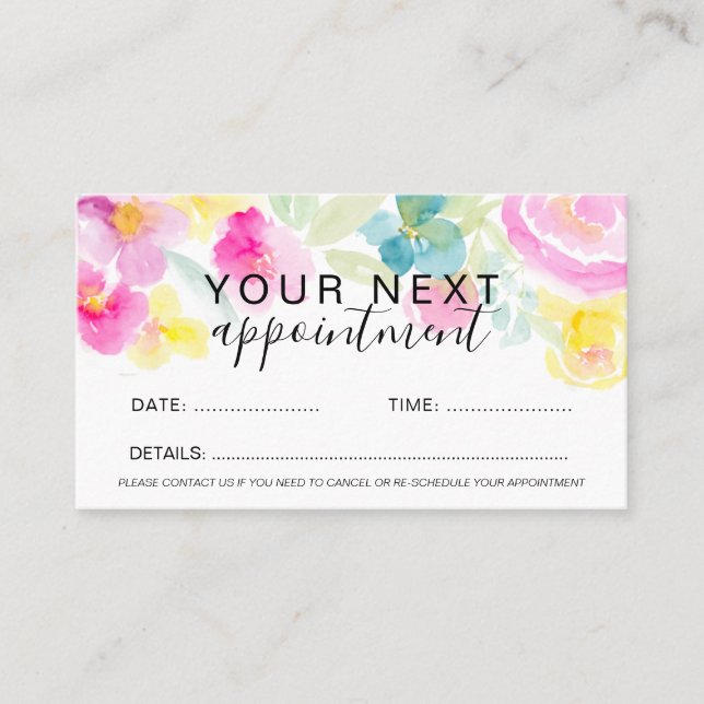 Frühlingsrosa lockere Blumenhaare Terminkarte (Vorderseite)