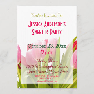 Frühlingsrosa Tulip Sweet 16 Geburtstag Einladung