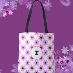 Frühlingsrosa und Lila florale Tasche