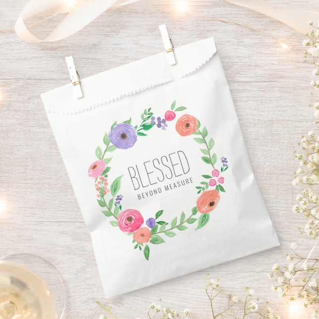 Frühlingsrosafarbenes Florales Gesegnet Über Alles Geschenktütchen (Ausgeschnitten)