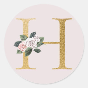Frühlingsrosen Gold Anfangsbuchstaben Aufkleber Bu