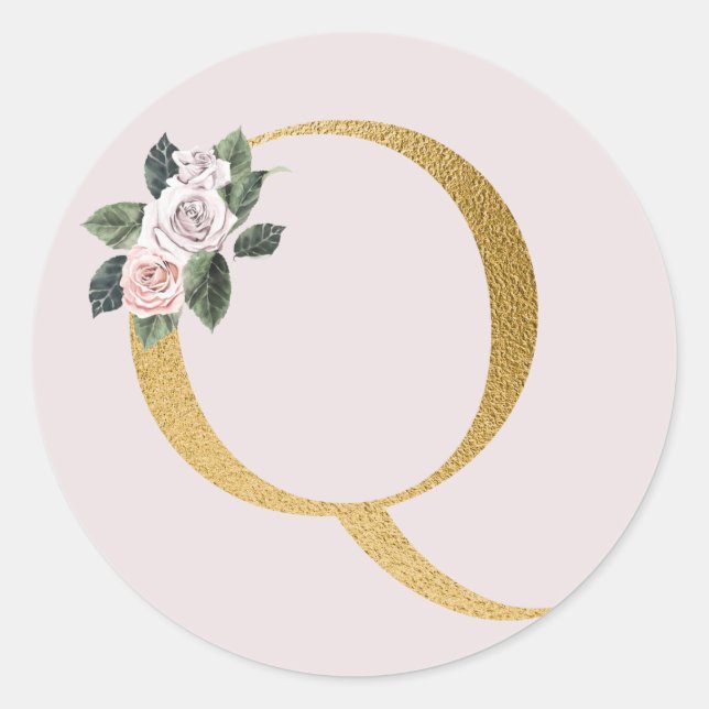 Frühlingsrosen Gold Anfangsbuchstaben Aufkleber Bu (Vorderseite)