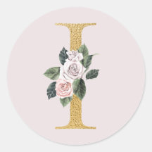 Frühlingsrosen Gold Anfangsbuchstaben Aufkleber Bu