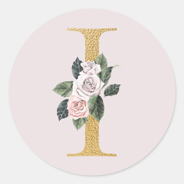 Frühlingsrosen Gold Anfangsbuchstaben Aufkleber Bu (Vorderseite)