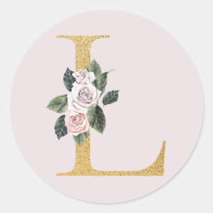 Frühlingsrosen Gold Initialen Aufkleber Buchstabe 