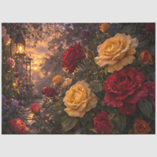 Frühlingsrosengartenweg rote und gelbe Rosen Seidenpapier