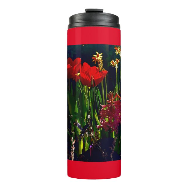 Frühlingsrot Tulip Wasser Flasche (Vorderseite)