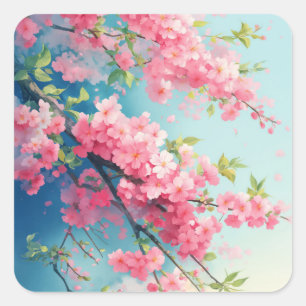 Frühlingsröte der Sakura Quadratischer Aufkleber