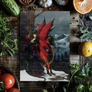 Frühlingsrote Feen-Drachen-Mutter-Natur-Fantasie Schneidebrett
