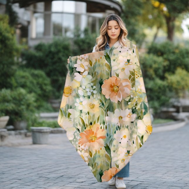 Frühlingsrötung und Pfirsichfarben Botanische Blüt Fleecedecke (MINT GREEN WATERCOLOR FLORAL BLANKET)