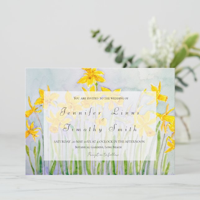 Frühlingssaison Blume daffodils Hochzeitseinladung Einladung (Stehend Vorderseite)