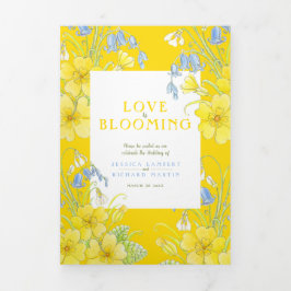 Frühlingssäule bläulich-grüne Hochzeit Dreifach-gefaltete Programmkarte