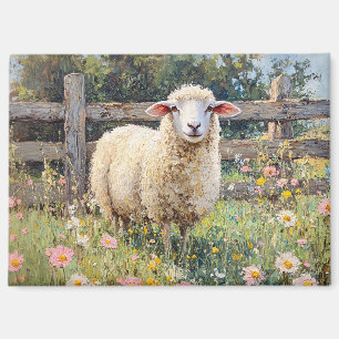 Frühlingsschaf mit Wildblumen Magnet