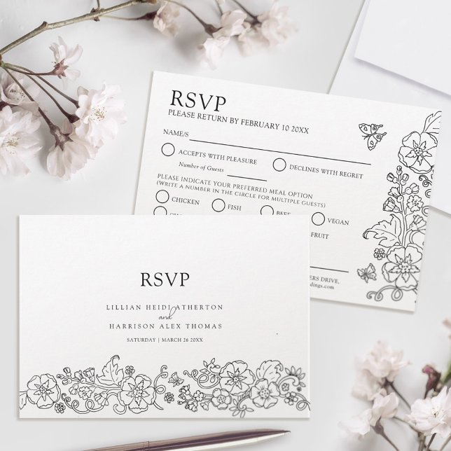 Frühlingsschmetterlinge Blume Hochzeitsessen Optio RSVP Karte (Von Creator hochgeladen)