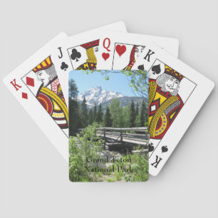 Frühlingsschnee auf Grand Tetons mit Brücke über d Spielkarten
