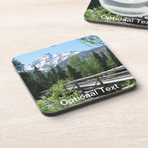Frühlingsschnee auf Grand Tetons mit Brücke über d Untersetzer