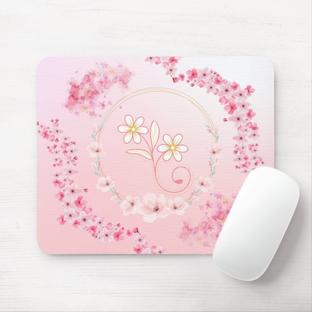 Frühlingssegnung - Rosa Blumendarstellung Mousepad (Mit Mouse)