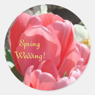 Frühlingssehen! Aufkleber Pink Tulips Umschlag Auf