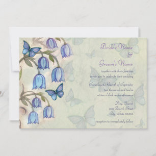 Frühlingssehen und Hochzeiten mit blauen Schmetter Einladung