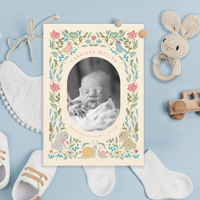 Frühlingssennelpastel Foto Birth Einladung (Von Creator hochgeladen)