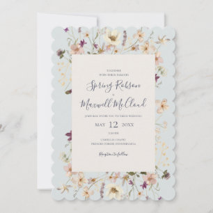 Frühlingsskallope Wildblume Blaue Hochzeit Einladung