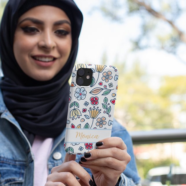 Frühlingsskandinavischer individuelle Name der Blu Case-Mate iPhone Hülle (Spring flower scandinavian style custom name Case-Mate iPhone case)