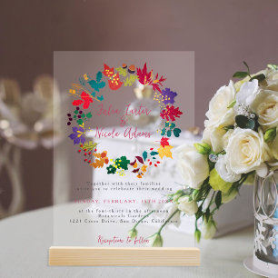 Frühlingssommer Lila Meadow Blume Hochzeit Acryleinladungen