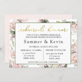 Frühlingssommer Rosa Probe Abendessen Einladung