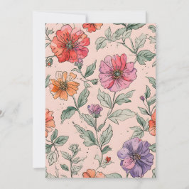 Frühlingssommer Wildblumen Blumenstrauß 16 rosa In Einladung