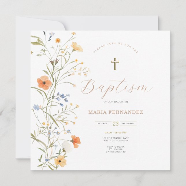 Frühlingssommer Wildblumen - Einladung feiern (Vorderseite)