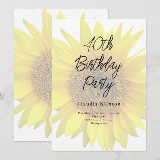 Frühlingssonne Sonnenblumen 40. Geburtstag Party Einladung