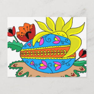 Frühlingssonne und Pysanka Postkarte