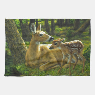 Frühlingssorge Fawn and Mother Deer Handtuch
