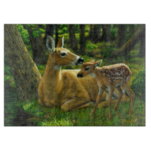 Frühlingssorge Fawn and Mother Deer Schneidebrett