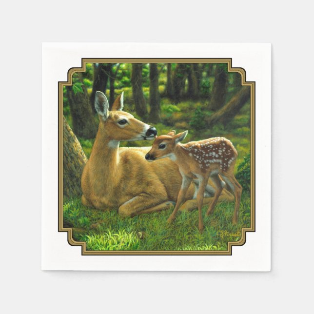 Frühlingssorge Fawn and Mother Deer Serviette (Vorderseite)