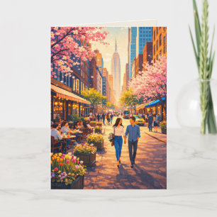 Frühlingsspaziergang durch die Kirschblüten-Kunstk Karte