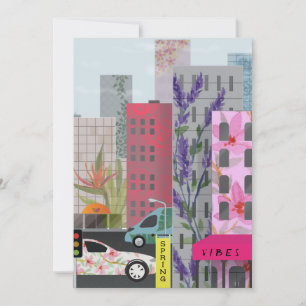 Frühlingsstadt Vibes   Aquarell Blumen Urbane Kuns Feiertagskarte