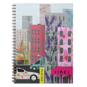 Frühlingsstadt Vibes Aquarell Blumen Urbane Kuns Notizblock