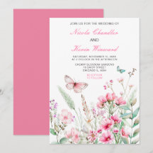 Frühlingsstich-Rosa-Schmetterling-Hochzeit