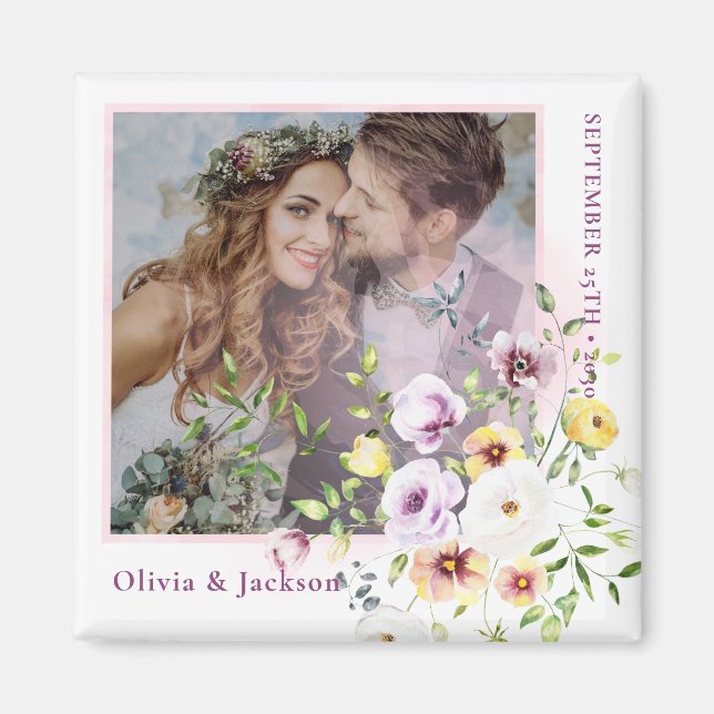 Frühlingsstimmung Wildblume Elegante Bride Groom F Magnet (Vorne)