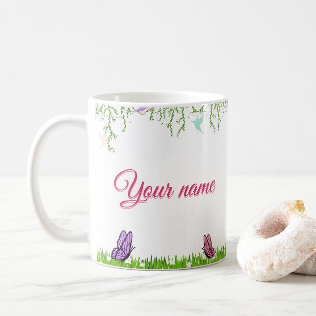 Frühlingsstimmung - wo Blume blühen und Hoffnung b Kaffeetasse (Mit Donut)