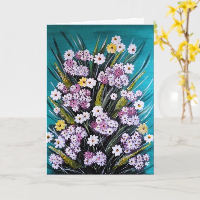 Frühlingsstrauß-Gemälde von Alfred Fox Karte (Gelbe Blume)