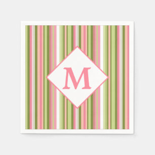Frühlingsstreifen Monogram Cocktail Napkin Serviette