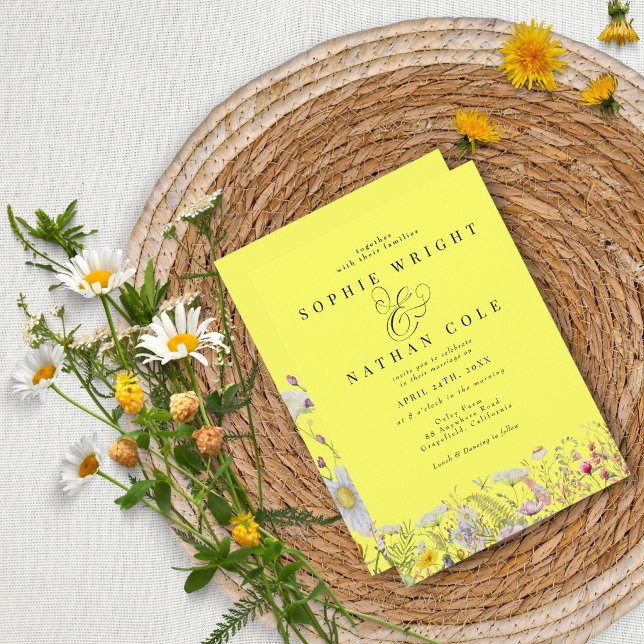 FrühlingsSummer Wildblume Lemon Yellow Boho Weddin Einladung (Von Creator hochgeladen)