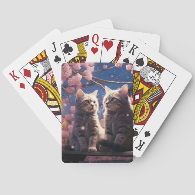 Frühlingssüße Kirschblüten Kätzchen Spielkarten (Rückseite)