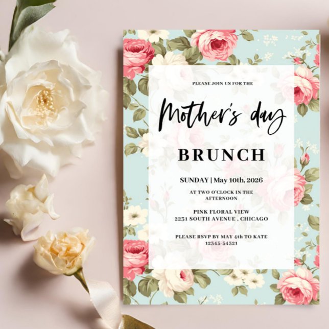 Frühlingstag Blumenmutter Brunch Einladung (Von Creator hochgeladen)