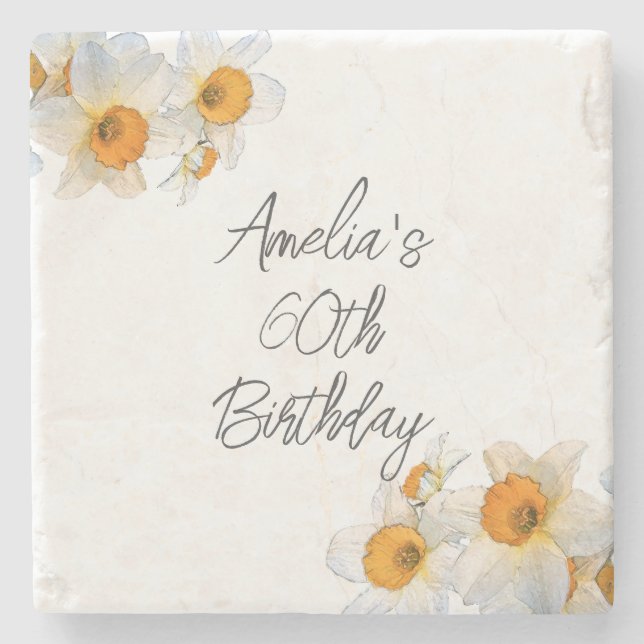 Frühlingstag daffodil Geburtstag Steinuntersetzer (Vorderseite)