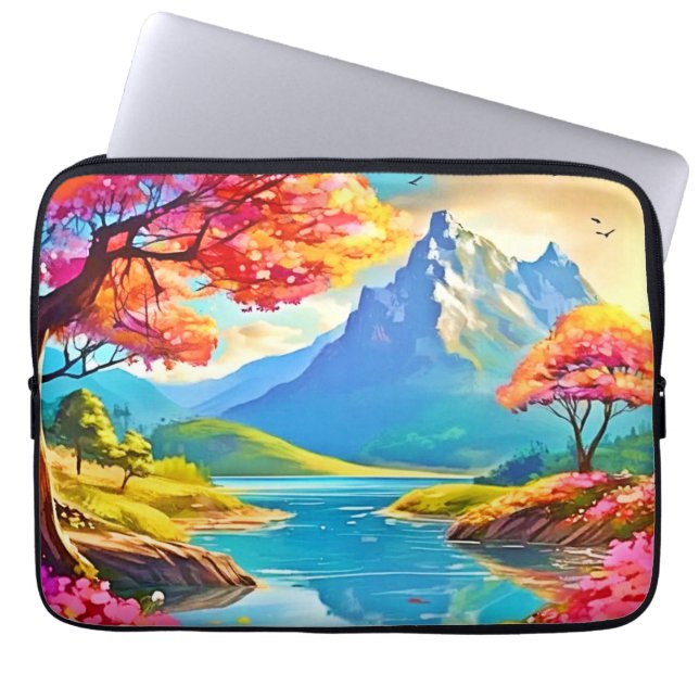 Frühlingstal: Aussicht auf Berge Laptopschutzhülle (Vorderseite)