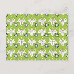 Frühlingstapete mit einem grünen und Lila Blumenmu Postkarte